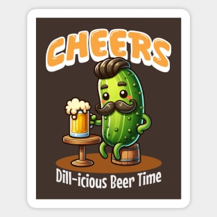 Funny Pickle Drinking Beer Magnet